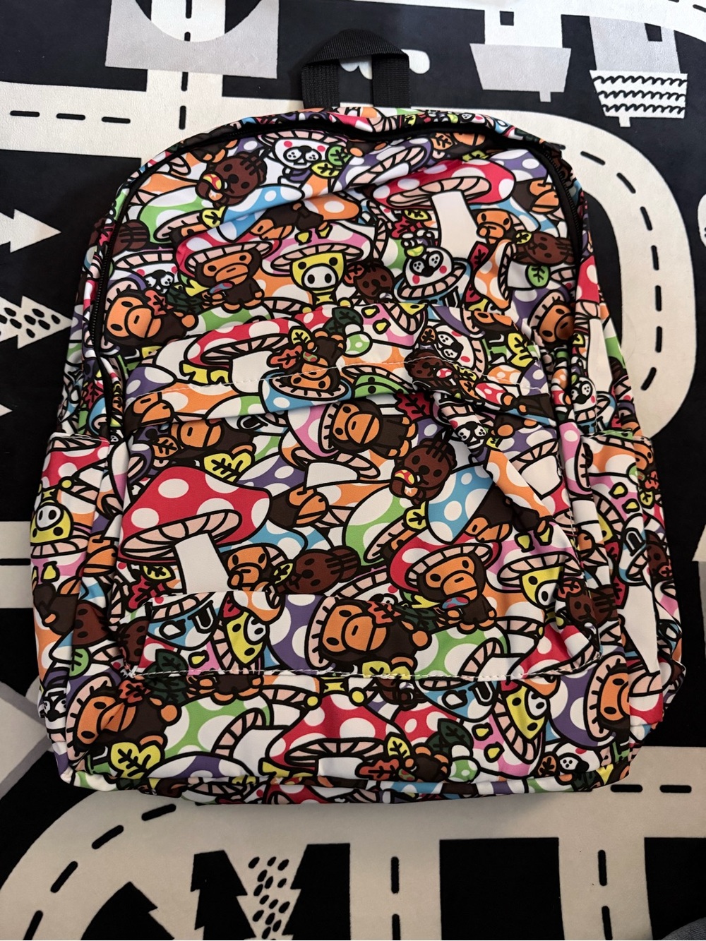 BAPE Backpack 14” Baby Milo Mushroom Print School Travel Bag Multicolor